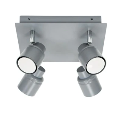 Image of 4 Way Square Ceiling Spotlight Adjustable GU10 IP44 Rated Bathroom Lamp Spot Light Matt Grey