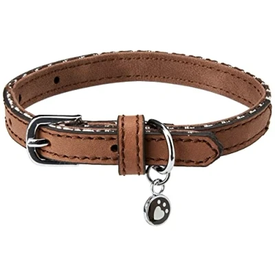 Image of Rosewood Wag N Walk Designer Brown Houndstooth Dog Collar, Small
