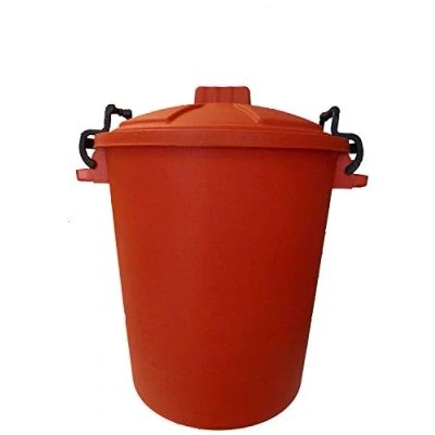 Image of 50L PLASTIC HANDLE RED Garden Storage Dustbin Bin 50 Litre Refuse HEAVY DUTY