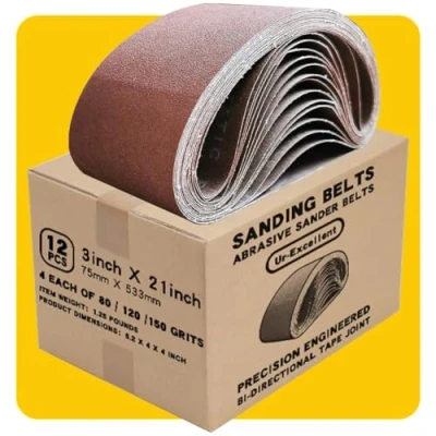 Image of 75mm x 533mm 75mmx533mm Sanding Belt Assorted Pack,12 Pcs(4 Each of 80 120 150 Grits) Aluminum Oxide for Sander