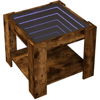 Image of vidaXL Coffee Table with LED Smoked Oak 53x53x45 cm Engineered Wood