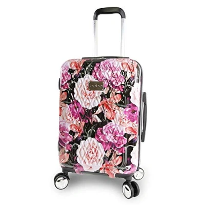 Image of Bebe Women&#039;s Marie 21&quot; Hardside Carry on Spinner Luggage, Black Floral Print, One Size