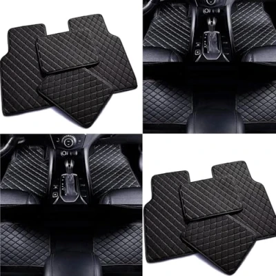 Image of zjxhnb Custom Leather Car Floor Mats for BMW 5 Series G30 sedan 2017 2018 2019 2020 2021 2022, Carpets Matts Covered Protection Advanced Liners Waterproof Full Set,A/Black