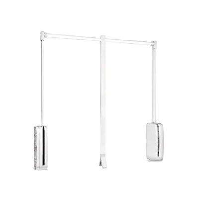 Image of Emuca hanging, pull down wardrobe rail lift, adjustable width 600 830mm (23,6 32,6 inch, titanium colour, Steel and plastic