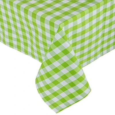 Image of HOMESCAPES Green Gingham Table Cloth Block Check Pattern 100% Cotton Square 137 x cm (54 54) Kitchen and Dining Room for 4 Seater