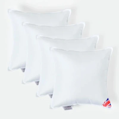 Image of HOMESCAPES Pack of 4 Super Microfibre Cushion Pad 40 x cm (16 16) Inner Insert Hypoallergenic Synthetic Filler Machine Washable