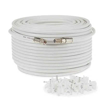 Image of SSL RG6 Satellite Coaxial Cable Extension 40 Meter White Fully Assembled Coax TV Lead Kit with Premium Fitted Compression F Connectors for Sky Q HD, Freesat and Virgin Media
