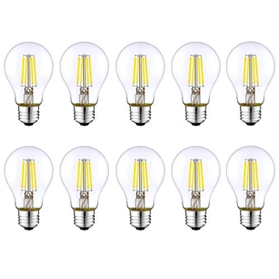 Image of E27 LED energy saving light bulb,antique style Edison retro 4W/40W incandescent bulb equivalent,non dimmable,Daylight white 6500K,A60 small screw transparent bulb, 400lm,AC220 240V 10 pack