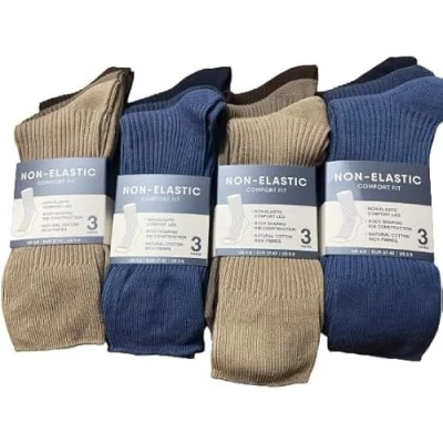 Image of Gridlock 12 Pairs Mens Extra Wide Comfort Fit Diabetic Socks Ideal For Poor Circulation Gents [SIZE 6 11 ASSORTED DARKS]