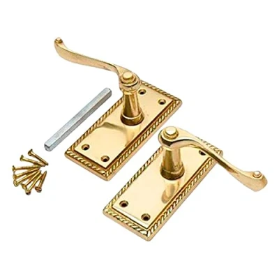Image of Merriway BH05711 Georgian Latch Handle Set, 113mm (4.5 Inch), Polished Brass