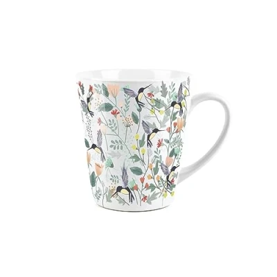 Image of Purely Home Tropical Hummingbirds Small Latte Mug Ceramic White Tea/Coffee Present Gift