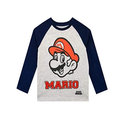 Image of Super Mario Boys Long Sleeved Top Grey 11 12 Years