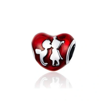 Image of LaMenars Love Heart Charms Real 925 Sterling Silver Bead Charm Fits European Bracelets &amp; Necklaces (Childhood Sweetheart)