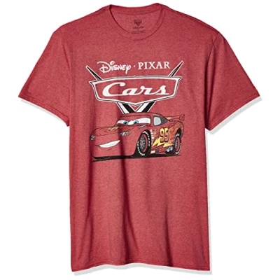 Image of Disney Men&#039;s Cars Lightning McQueen T Shirt, Red Heather, S