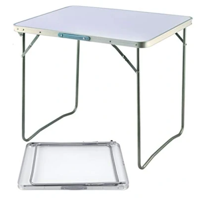 Image of Lucn Folding Camping Table Aluminium Picnic Party Foldable Portable Indoor Outdoor Dining Camp Tables Utility BBQ, Unfolding Size 80x60x69cm, White