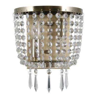 Image of Italux Lighting Wall Lamp Antique Bronze 2 Light with Crystal Glass Shade E14