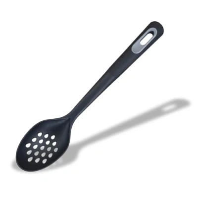 Image of Fackelmann PRO Slotted Spoon, Multi Functional Serving Cooking PBT Function Head, Soft Touch Handle, 35x7x6cm, Black &amp; Grey