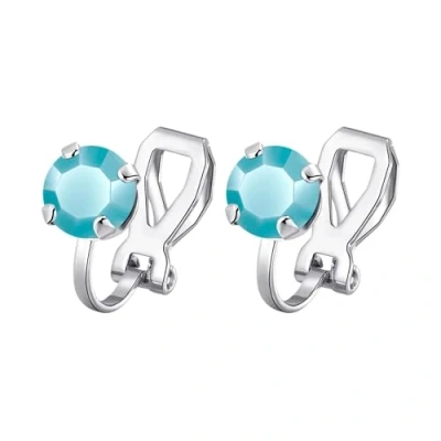 Image of Philip Jones Turquoise Crystal Clip On Earrings Created with Zircondia® Crystals