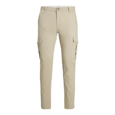 Image of JACK &amp; JONES Men&#039;s Cargo Trouser Ankle Height Low Rise Slim Fit Trousers for Men, Crockery, 32W / 32L