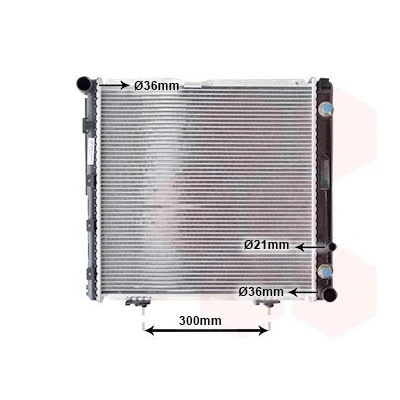 Image of 1245006203, 1245006303, A1245006203, A1245006303 Engine radiator VAN WEZEL 30002148 Aluminium 488mm 42mm with oil cooler Brazed cooling fins