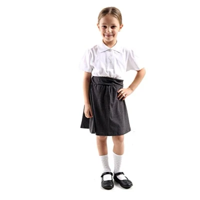 Image of GW CLASSYOUTFIT® 2 X *Girls* Kids Plain(Pack of 2) Polo Tee T Shirt School Shirts Uniform PE Top Gym Tops (White, 5 6YEARS)
