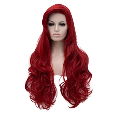 Image of ATAYOU® Long Women Wavy Red Synthetic Cosplay Wig For Halloween And Party Fancy Dress with 1 Cap (Red 241)