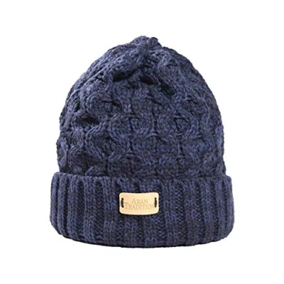 Image of Aran Traditions Ribbed Beanie Hat (Navy)