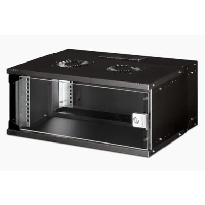 Image of DIGITUS network cabinet 19 inch rack 4 U Unassembled Wall mounting 400 mm depth 327 usable Load capacity 60 kg Glass door SOHO Pro series Black