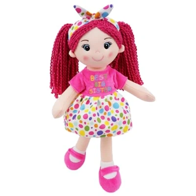 Image of Lullaberry 35cm Best Big Sister Sophie Soft Cuddly Plush Doll Gift for Girls Huggable Rag Pink