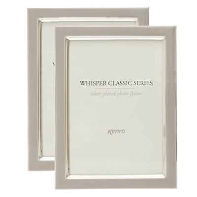 Image of Kenro Box of 2 Whisper Classic Grey 7x5 Inch / 13x18cm Photo Frame with Silver Plated Edging WSC1318GR