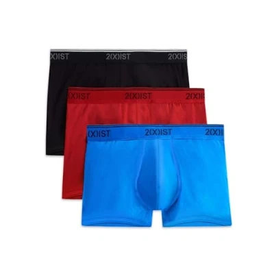 Image of 2(X)IST Men&#039;s Cotton Stretch No Show Trunk 3 Pack red Medium