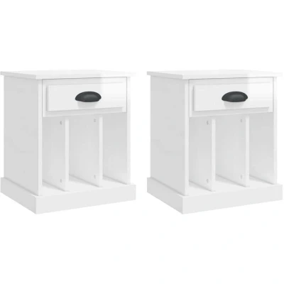 Image of vidaXL Bedside Cabinets 2 pcs High Gloss White 43x36x50 cm