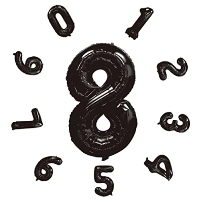 Image of 40&quot; Number Balloons,Helium 8 Balloons Birthday,Self Inflating Balloons,Foil Balloon for Birthday Party,New Year Decoration,Anniversary Decoration,Company Celebration (Black #8)