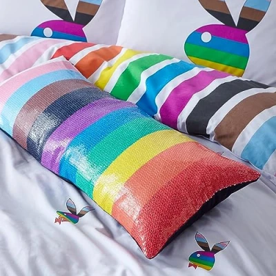 Image of Playboy Sequin Rainbow 30x80cm Cushion Bright
