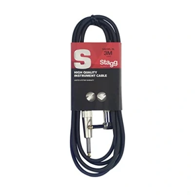 Image of Stagg 3m Angled Guitar Cable Black SGC3PLDL