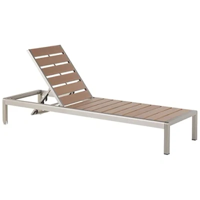 Image of Modern Garden Lounger Reclining Adjustable Back Light Wood and Silver Nardo