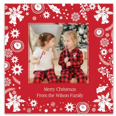 Image of Paper Themes Personalised Photo Upload Christmas Card Packs (Christmas Bells 12pk)