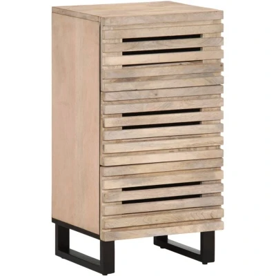 Image of vidaXL Sideboard Storage Cupboard Solid Mango Wood/Steel, Industrial Style Highboard, 3 Drawers, 40 x 34 75 cm, in White for Living Room/Bedroom