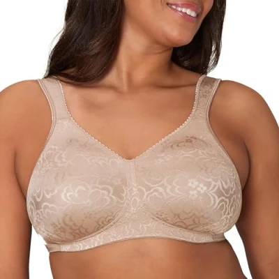 Image of Playtex Women&#039;s 18 Hour Ultimate Lift Wireless Full Coverage Bra, Single Or 2 Pack, Opaque, Toffee, 44C