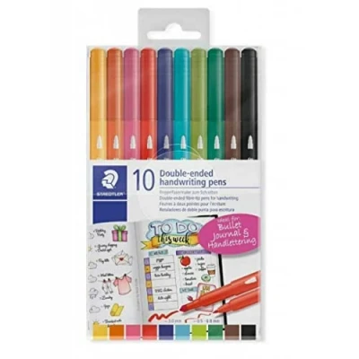 Image of Staedtler 3220 TB10 Double Ended Handwriting Pens, Assorted Colours Pack of 10
