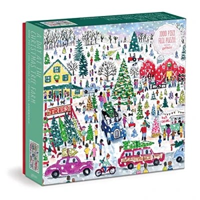 Image of Galison 9780735375840 Michael Storrings Christmas Tree Farm Jigsaw Puzzle, Multicoloured, 1000 Pieces