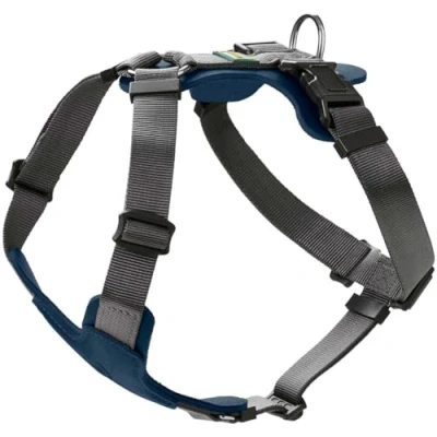 Image of Hunter AALBORG MIXED Dog Harness, M, Dark Blue/Grey, 56 81 cm