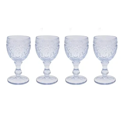 Image of Lesser &amp; Pavey Blue Wine Glass Set of 4 Lovely Gift for Women Men Designed by Elements Luxury Every Occasions