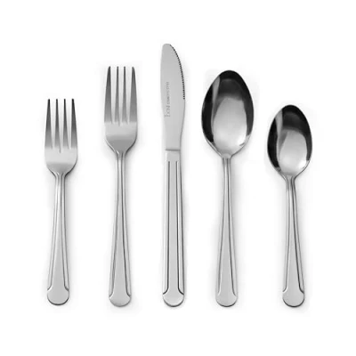 Image of Bon Camisole 40 Piece Stainless Steel Flatware Silverware Cutlery Set, Include Knife/Fork/Spoon, Dishwasher Safe, Service for 8
