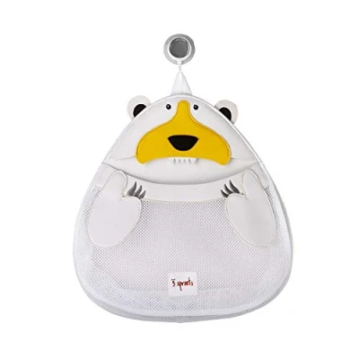 Image of 3 Sprouts Baby Bath Toy Bag for Toys Large Hanging Organiser Bathroom Storage Net, Wall Tidy, Polar Bear