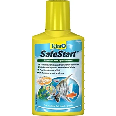 Image of Tetra SafeStart Aquarium Starter with live nitrifying bacteria, allows the rapid introduction of fish in an aquarium, 250 ml bottle.