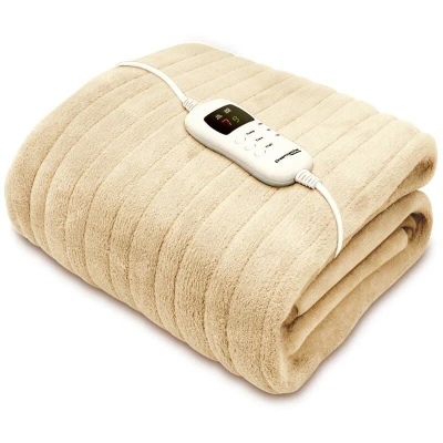 Image of Dreamcatcher Cream Heated Throw Electric Blanket, 160 x 120cm Blanket Machine Washable Soft Micro Fleece Overblanket with 9HR Timer and 9x Control Heat Settings