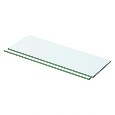 Image of vidaXL Panel Glass Shelves Set of 2 Clear Tempered for Slat Wall Simple and Modern Display Shelves, Mounted, 15 kg Load Capacity, Easy to Clean, 50cm x 12cm