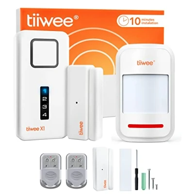Image of tiiwee Home alarm system Wireless Kit X1 Complete with siren, 2 window door sensors, 1 motion sensor and remote controls