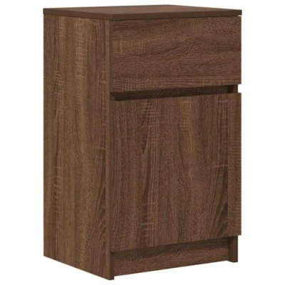Image of vidaXL bedside cabinet/narrow nightstand engineered wood, brown oak, 39x35x65 cm, bedroom furniture